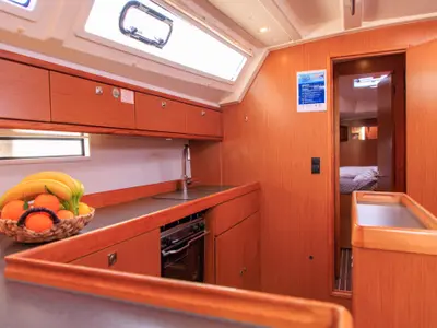 Galley of Kyveli, a Bavaria Cruiser 46 sailboat at Athens, Greece