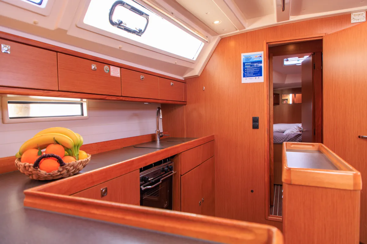 Galley of Kyveli, a Bavaria Cruiser 46 sailboat at Athens, Greece