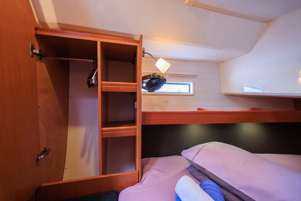 Cabin on Kyveli, a Bavaria Cruiser 46 sailboat at Athens, Greece