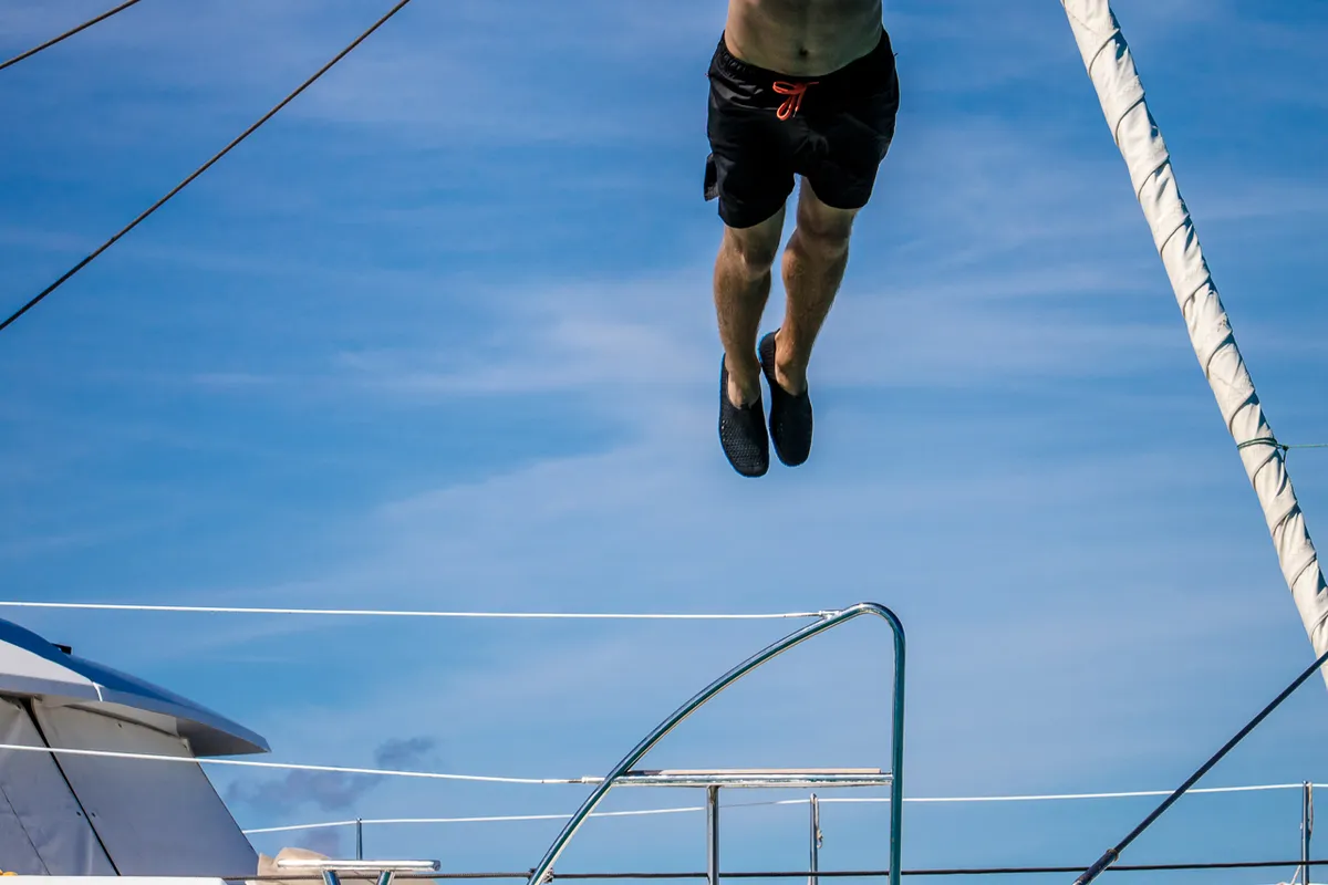 Royal Cracow, a Fountaine Pajot Saba 50 catamaran at Grad Trogir, Croatia