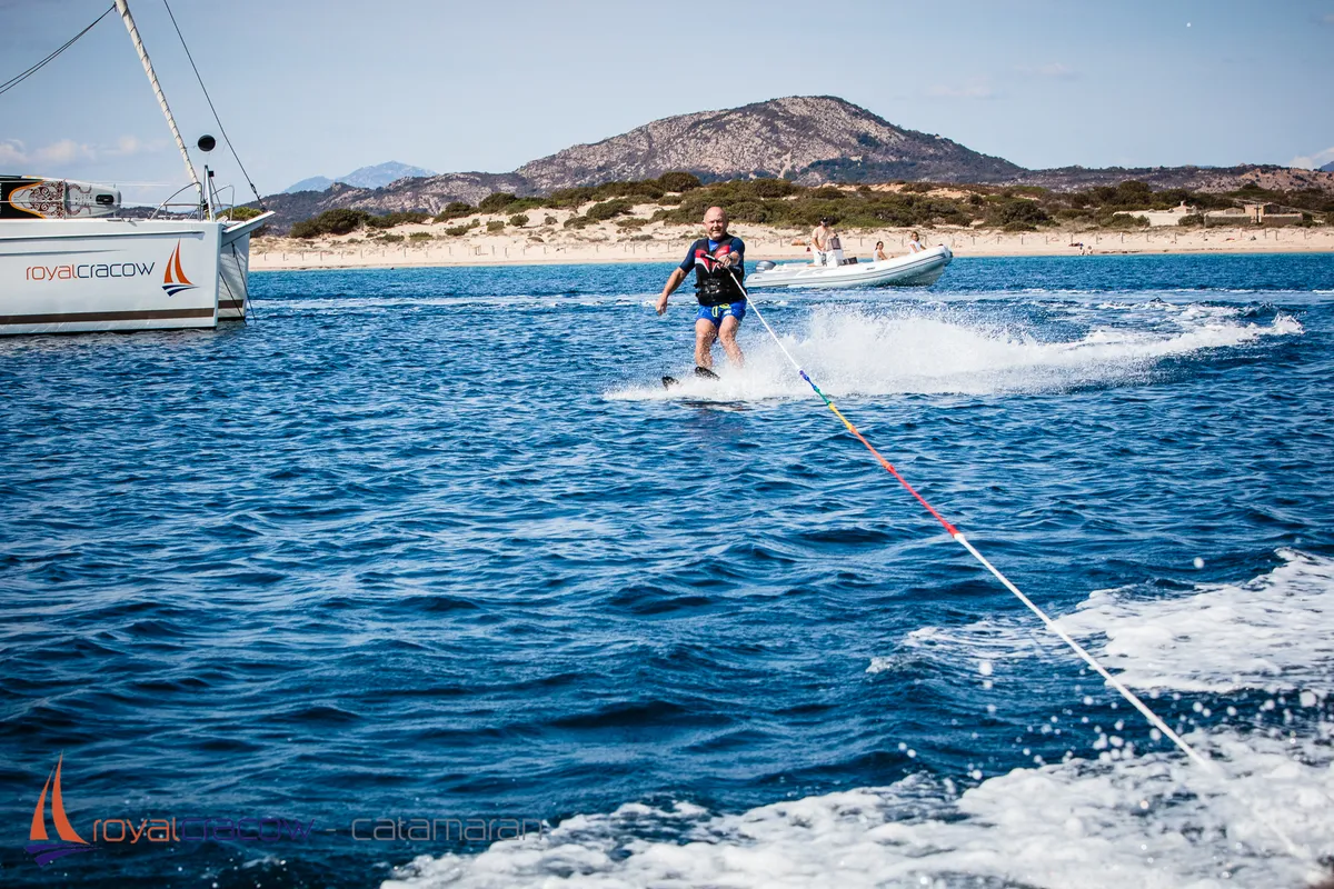 Royal Cracow, a Fountaine Pajot Saba 50 catamaran at Grad Trogir, Croatia
