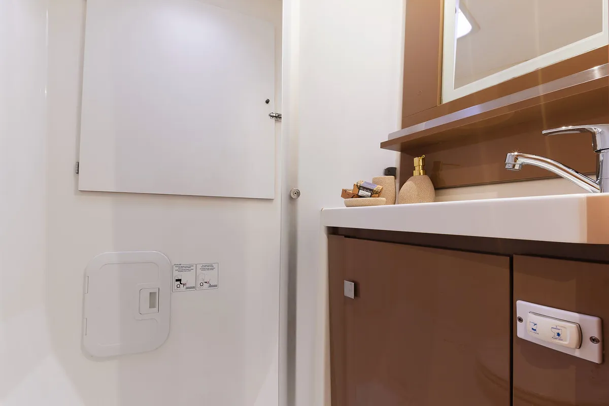 Head on Royal Cracow, a Fountaine Pajot Saba 50 catamaran at Grad Trogir, Croatia