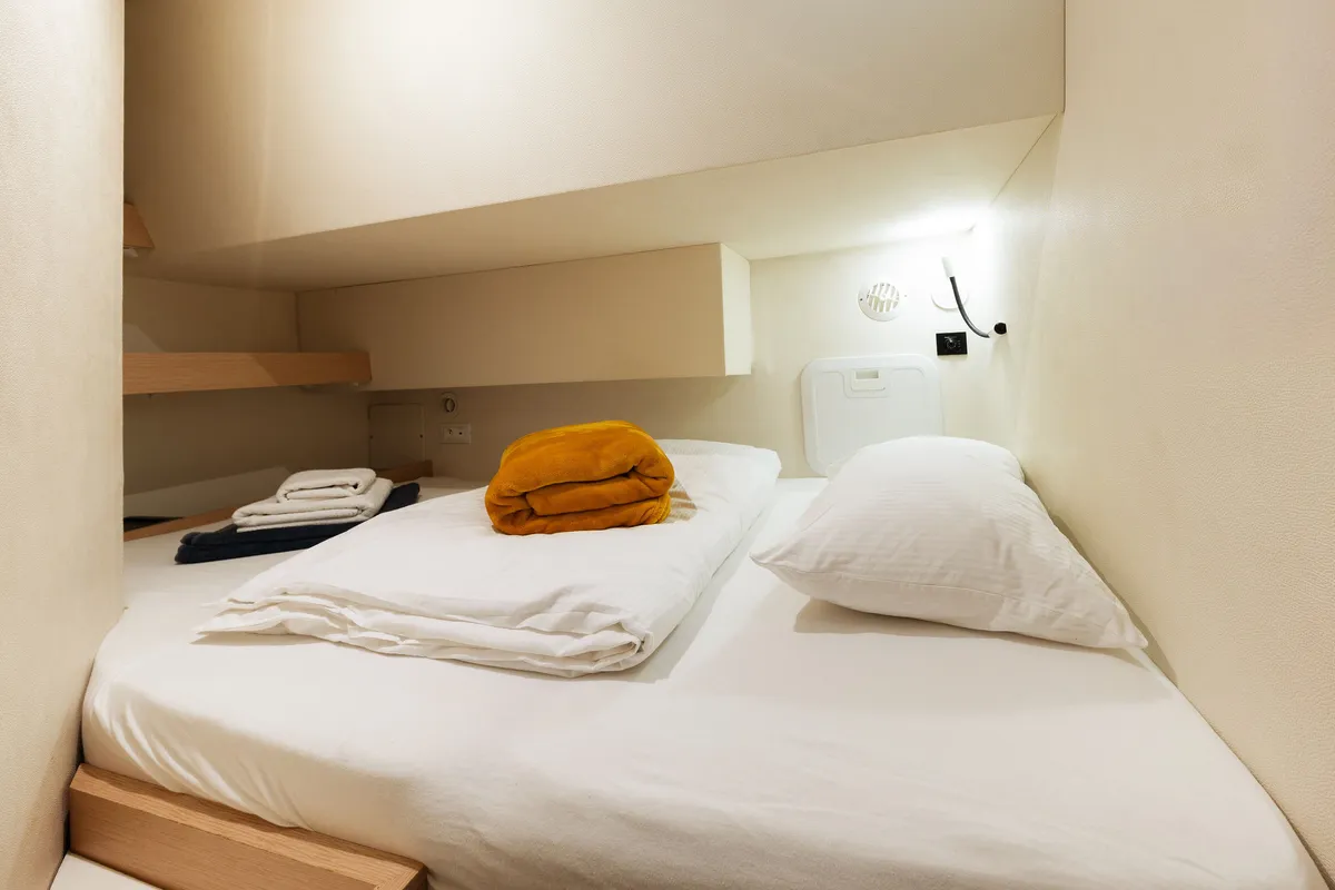 Cabin on Royal Cracow, a Fountaine Pajot Saba 50 catamaran at Grad Trogir, Croatia