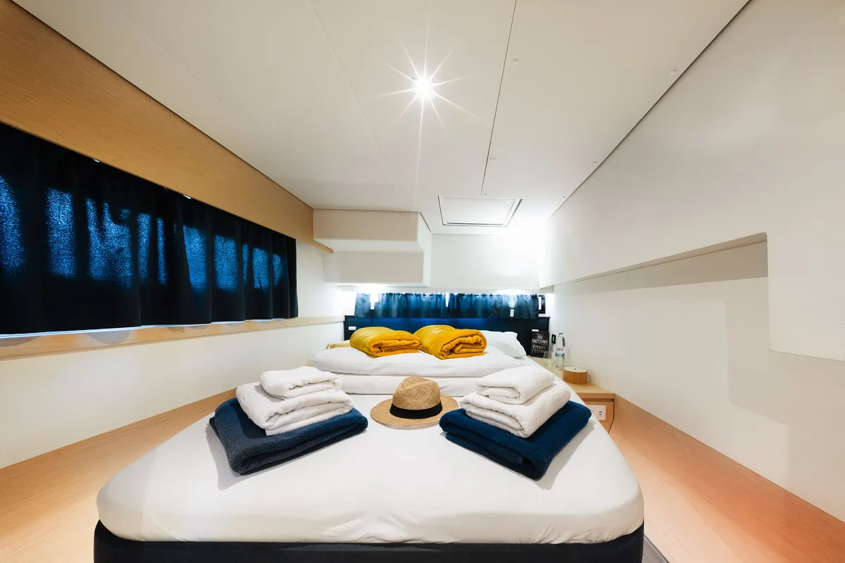 Cabin on Royal Cracow, a Fountaine Pajot Saba 50 catamaran at Grad Trogir, Croatia