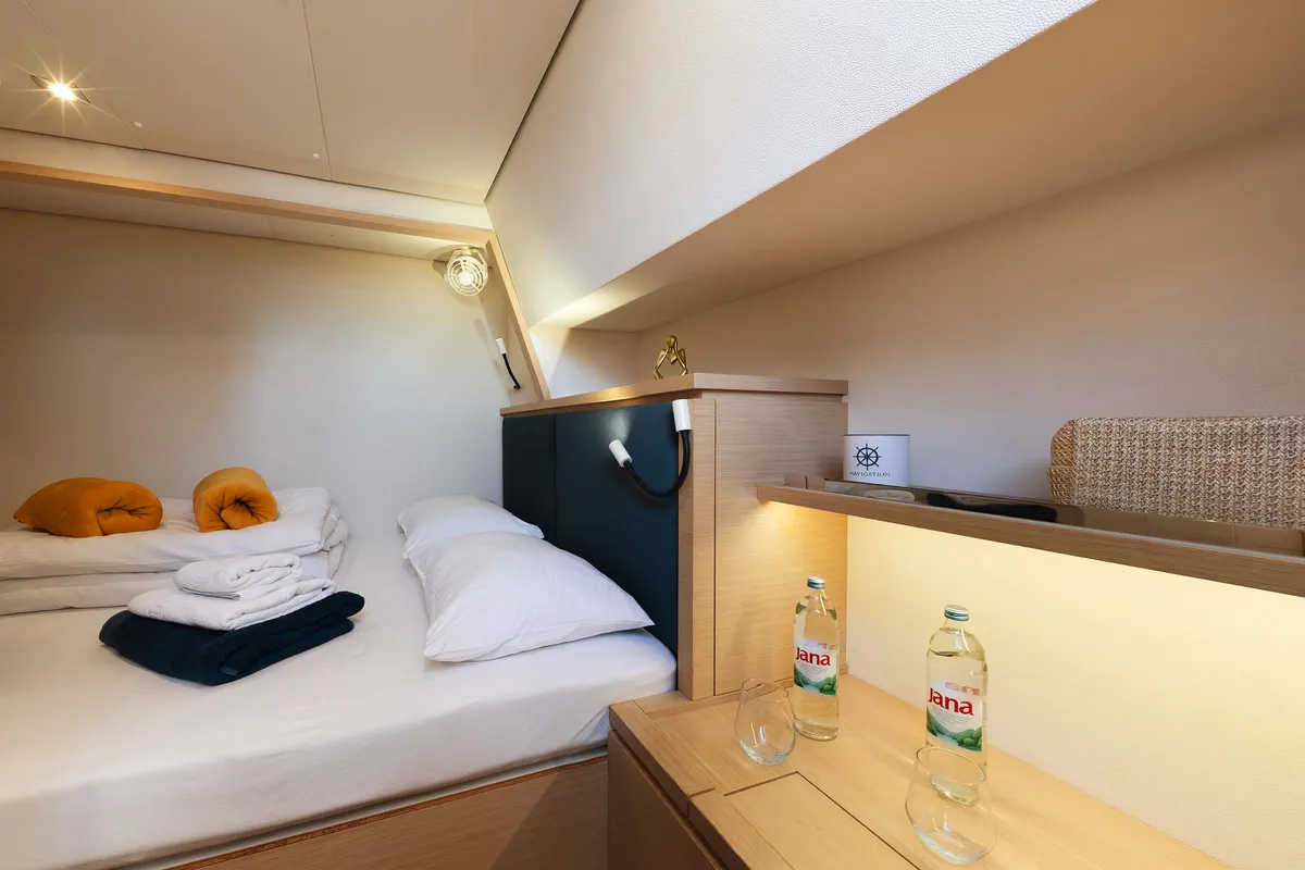 Cabin on Royal Cracow, a Fountaine Pajot Saba 50 catamaran at Grad Trogir, Croatia