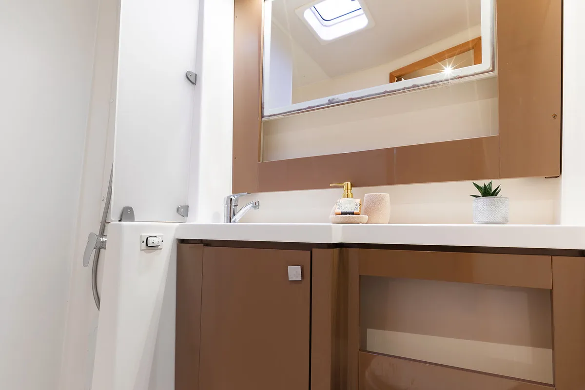 Head on Royal Cracow, a Fountaine Pajot Saba 50 catamaran at Grad Trogir, Croatia
