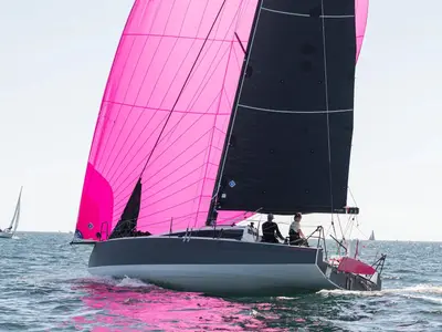 Deck of Tahuata, a JPK 10.50 sailboat at La Trinité-sur-Mer, France