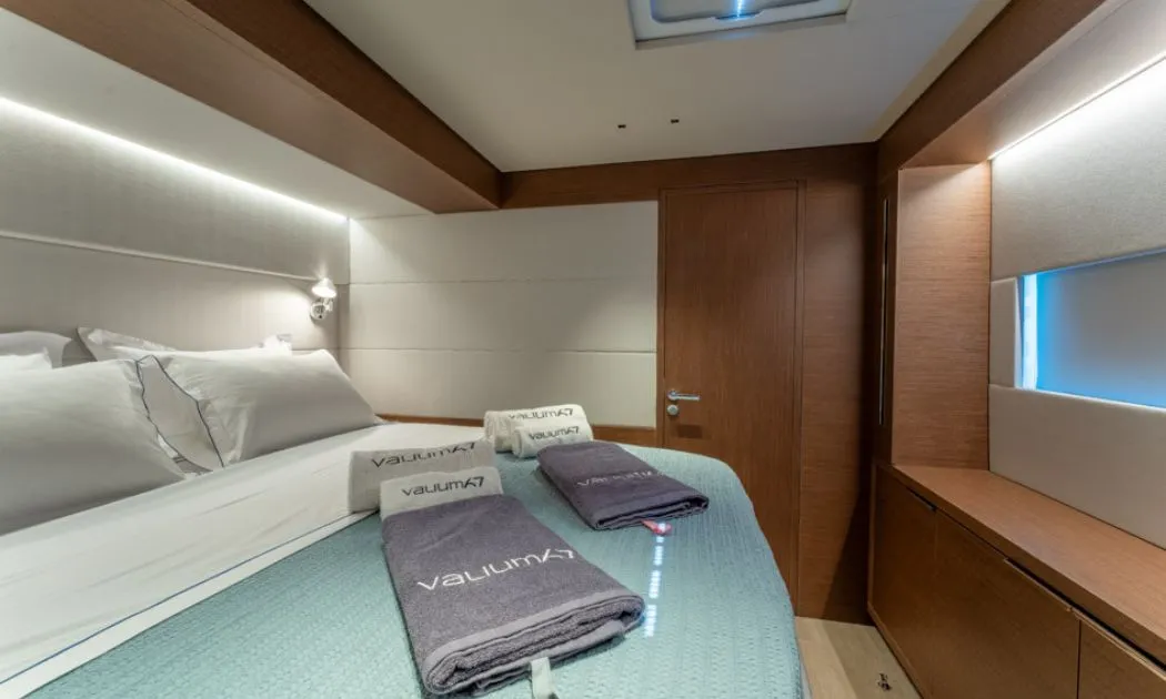 Cabin on Valium 67, a Lagoon Sixty 7 catamaran at Municipal Unit of Nea Peramos, Greece