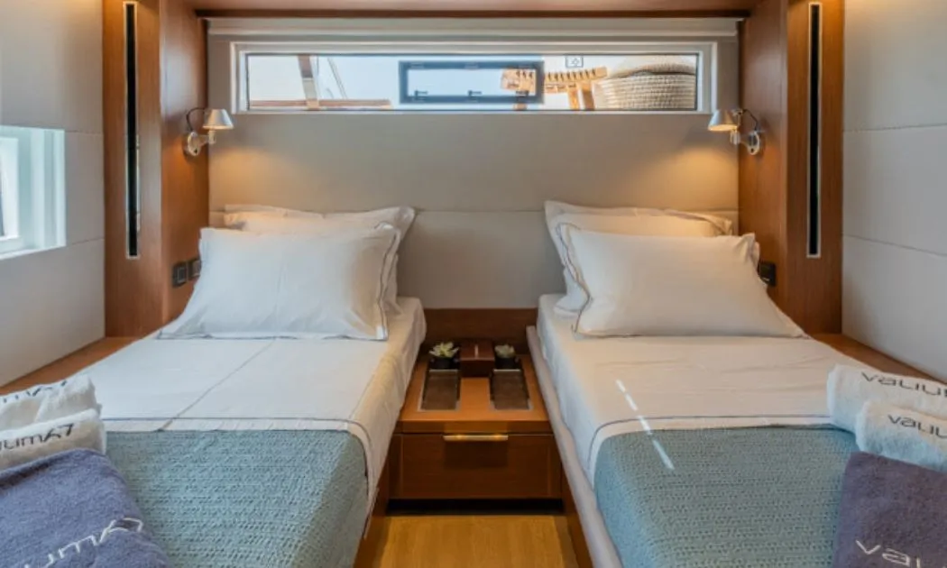 Cabin on Valium 67, a Lagoon Sixty 7 catamaran at Municipal Unit of Nea Peramos, Greece