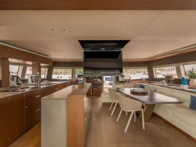 Salon of Valium 67, a Lagoon Sixty 7 catamaran at Municipal Unit of Nea Peramos, Greece