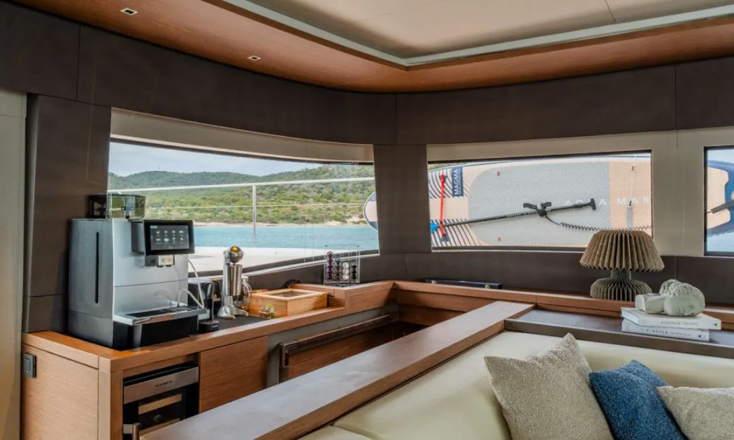 Salon of Valium 67, a Lagoon Sixty 7 catamaran at Municipal Unit of Nea Peramos, Greece