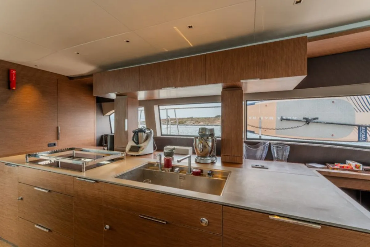 Galley of Valium 67, a Lagoon Sixty 7 catamaran at Municipal Unit of Nea Peramos, Greece