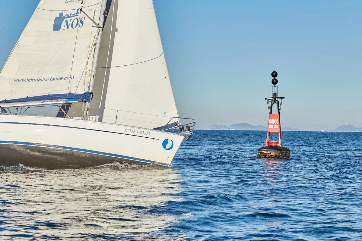 Exterior view of Pillabans, a Bavaria 38 sailboat at Vigo, Spain