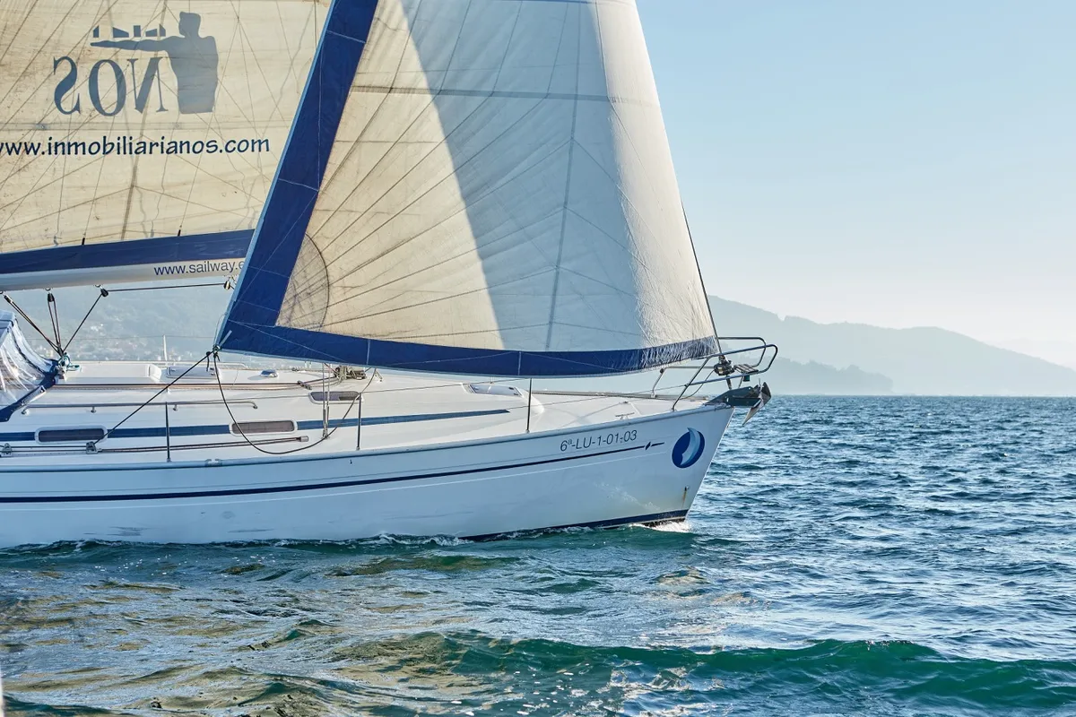 Exterior view of Pillabans, a Bavaria 38 sailboat at Vigo, Spain