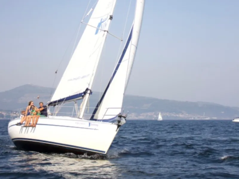 Exterior view of Pillabans, a Bavaria 38 sailboat at Vigo, Spain