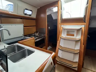 Galley of Corail, a Jeanneau Sun Odyssey 379 sailboat at Saint-Cast-le-Guildo, France