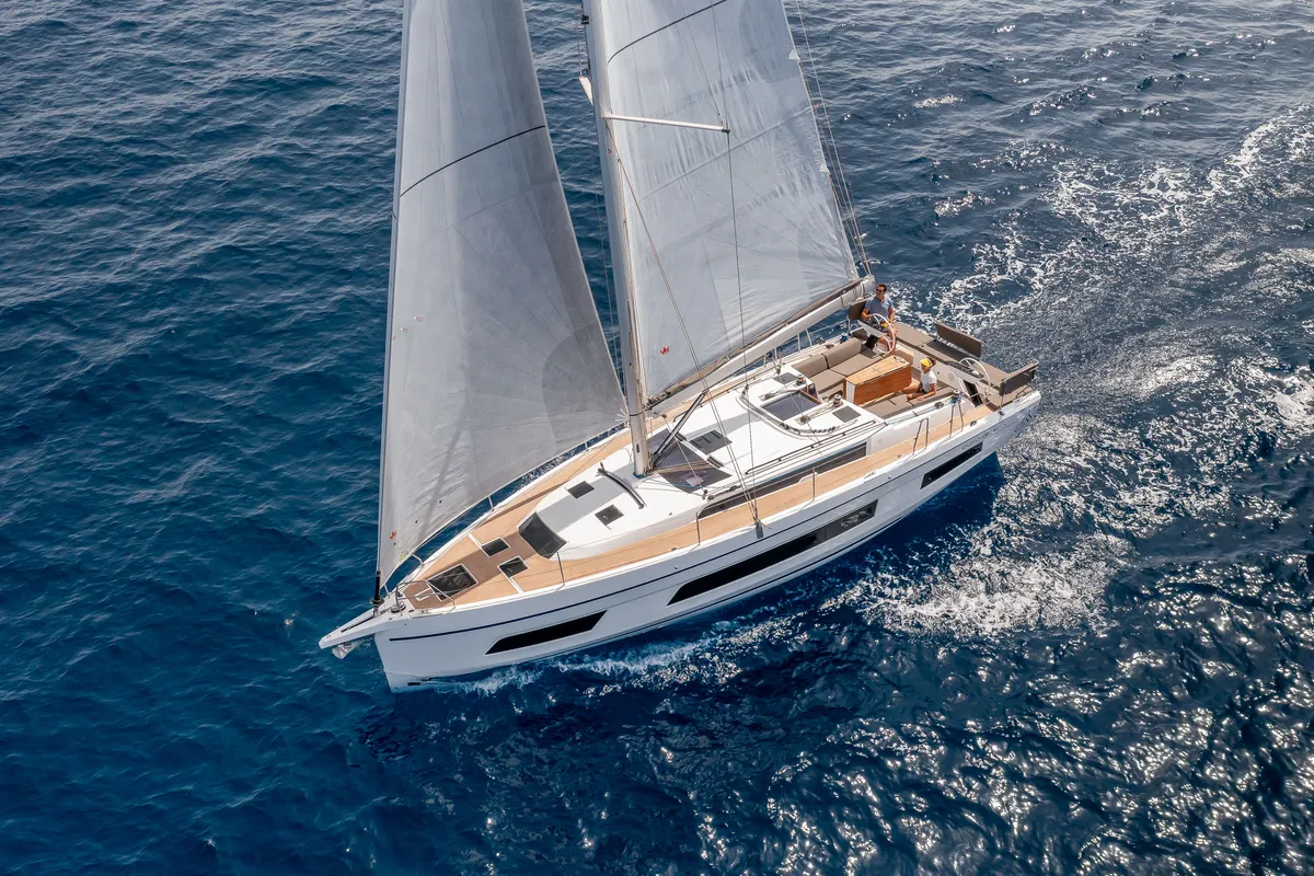 Exterior view of Poup, a Dufour 41 sailboat at Marseille, France