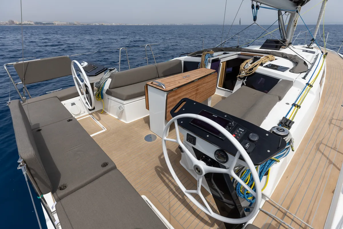 Cockpit of Poup, a Dufour 41 sailboat at Marseille, France
