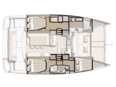 Floor plan of Viewfinder, a Bali 4.1 catamaran at Ribishi, Saint Vincent and the Grenadines