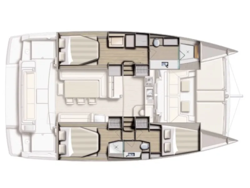 Floor plan of Viewfinder, a Bali 4.1 catamaran at Ribishi, Saint Vincent and the Grenadines