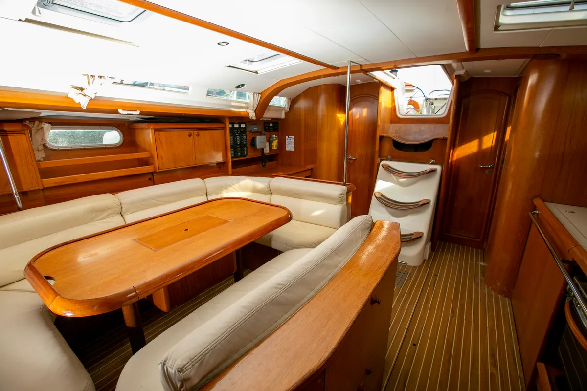 Salon of Sirius, a Jeanneau Sun Odyssey 49 sailboat at Keramoti, Greece