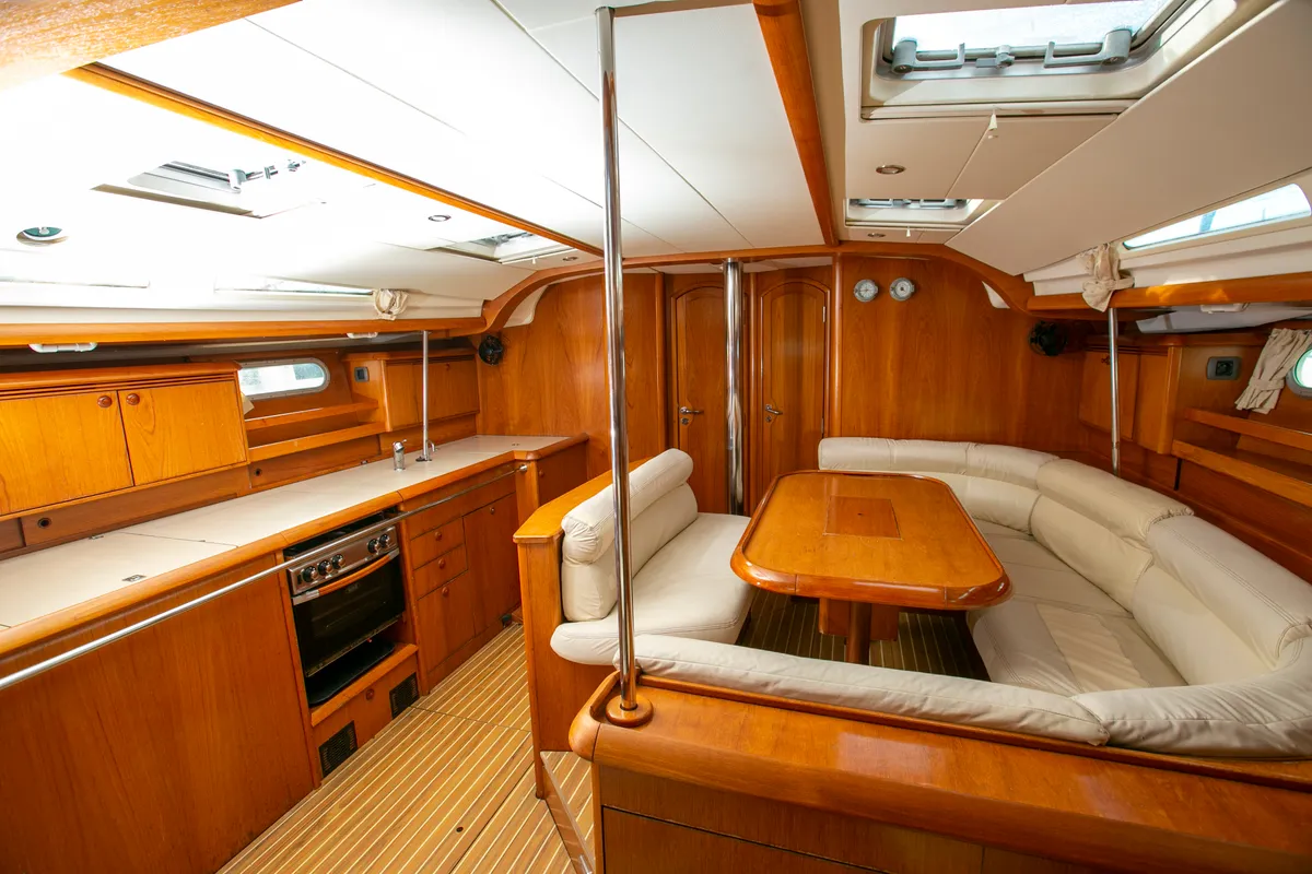 Salon of Sirius, a Jeanneau Sun Odyssey 49 sailboat at Keramoti, Greece