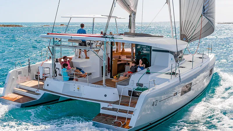 Tethys, a Lagoon 42 catamaran at Municipal Unit of Lefkada, Greece