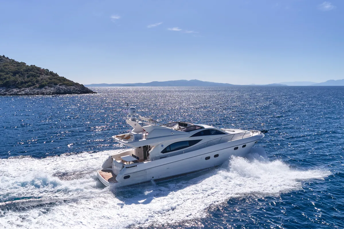 Exterior view of Lady L, a Gulet Altamar 64 motor yacht at Athens, Greece
