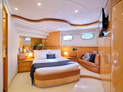 Cabin on Lady L, a Gulet Altamar 64 motor yacht at Athens, Greece