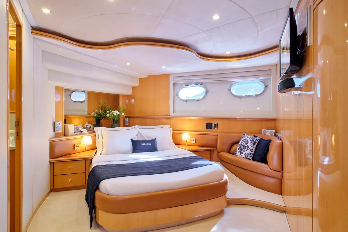 Cabin on Lady L, a Gulet Altamar 64 motor yacht at Athens, Greece