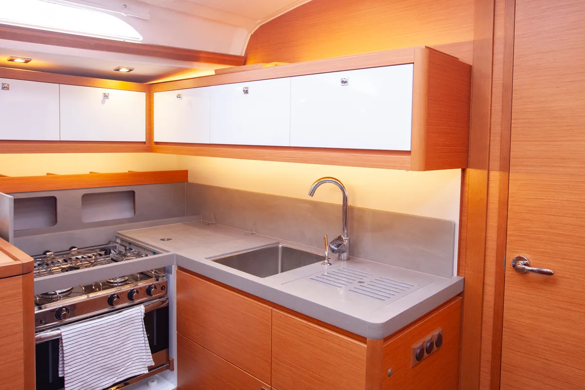 Galley of Sarpico, a Dufour 470 sailboat at Marmaris, Turkey