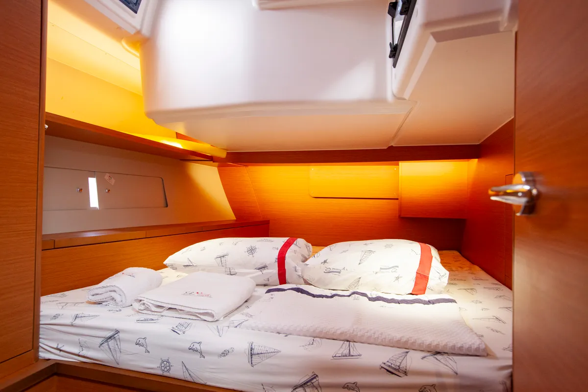 Cabin on Sarpico, a Dufour 470 sailboat at Marmaris, Turkey
