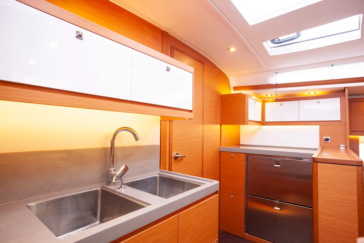 Galley of Sarpico, a Dufour 470 sailboat at Marmaris, Turkey