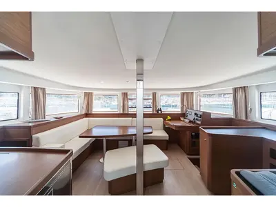 Salon of Sharanda, a Lagoon 42 catamaran at Capo d'Orlando, Italy