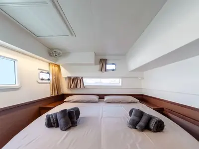 Cabin on Sharanda, a Lagoon 42 catamaran at Capo d'Orlando, Italy