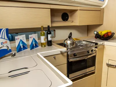 Galley of Fots, a Beneteau Oceanis 40.1 sailboat at Municipal Unit of Palairos, Greece