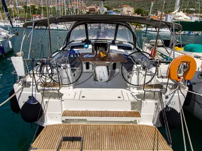 Cockpit of Fots, a Beneteau Oceanis 40.1 sailboat at Municipal Unit of Palairos, Greece