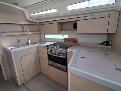 Galley of Fots, a Beneteau Oceanis 40.1 sailboat at Palairos, Greece