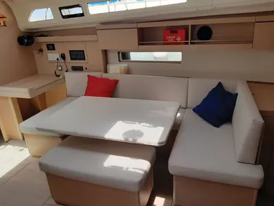 Salon of Fots, a Beneteau Oceanis 40.1 sailboat at Palairos, Greece