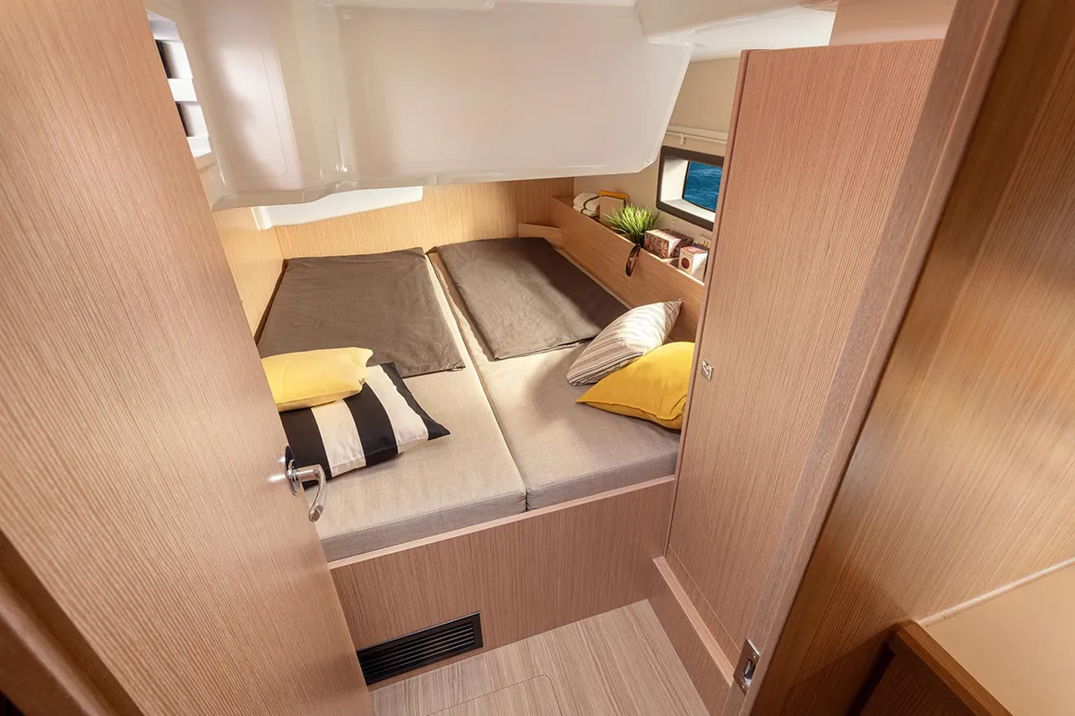 Cabin on Mister Jones, a Bavaria C38 sailboat at Portoferraio, Italy