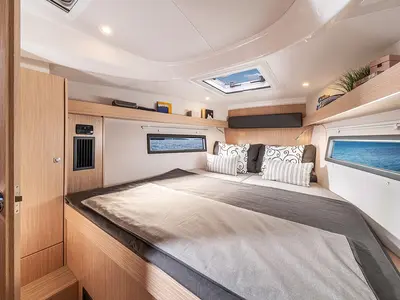 Cabin on Mister Jones, a Bavaria C38 sailboat at Portoferraio, Italy