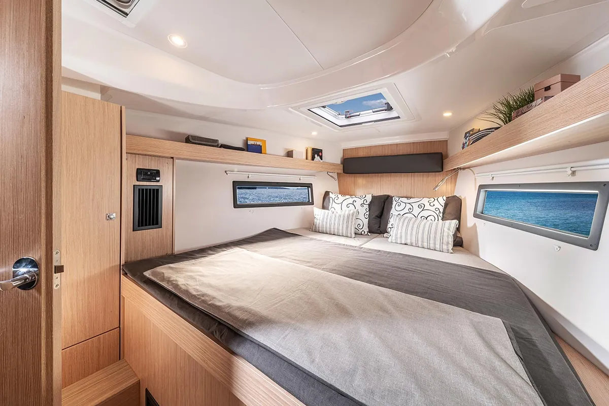 Cabin on Mister Jones, a Bavaria C38 sailboat at Portoferraio, Italy