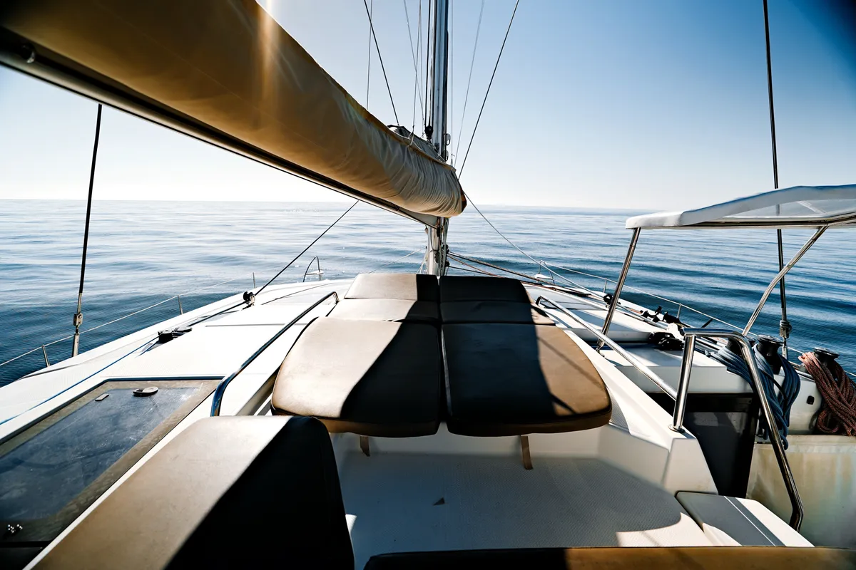 Kyra, a Fountaine Pajot Helia 44 catamaran at Sant Antoni de Portmany, Spain