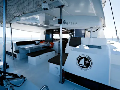 Kyra, a Fountaine Pajot Helia 44 catamaran at Sant Antoni de Portmany, Spain