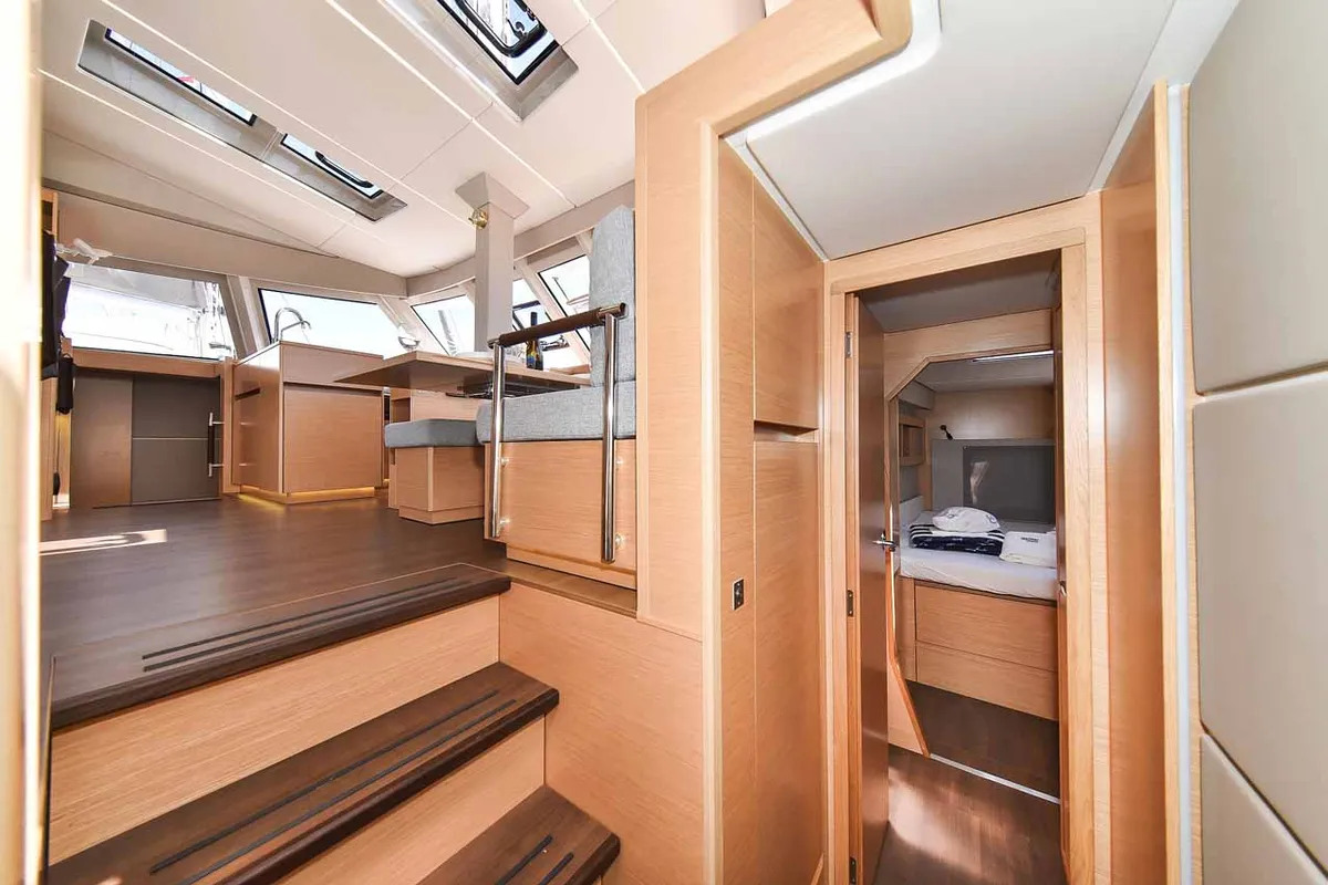 Salon of Inspiration I, a Nautitech 46 Fly catamaran at Grad Biograd na Moru, Croatia