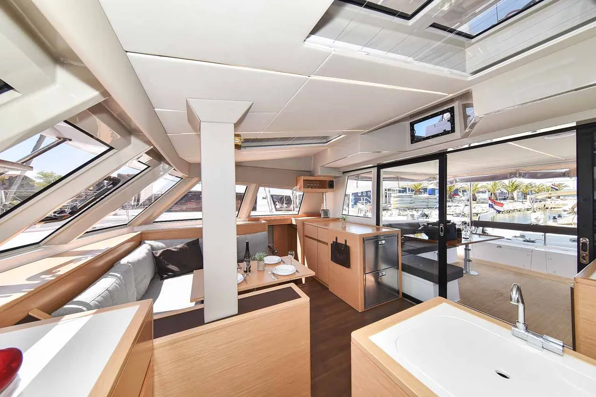 Salon of Inspiration I, a Nautitech 46 Fly catamaran at Grad Biograd na Moru, Croatia