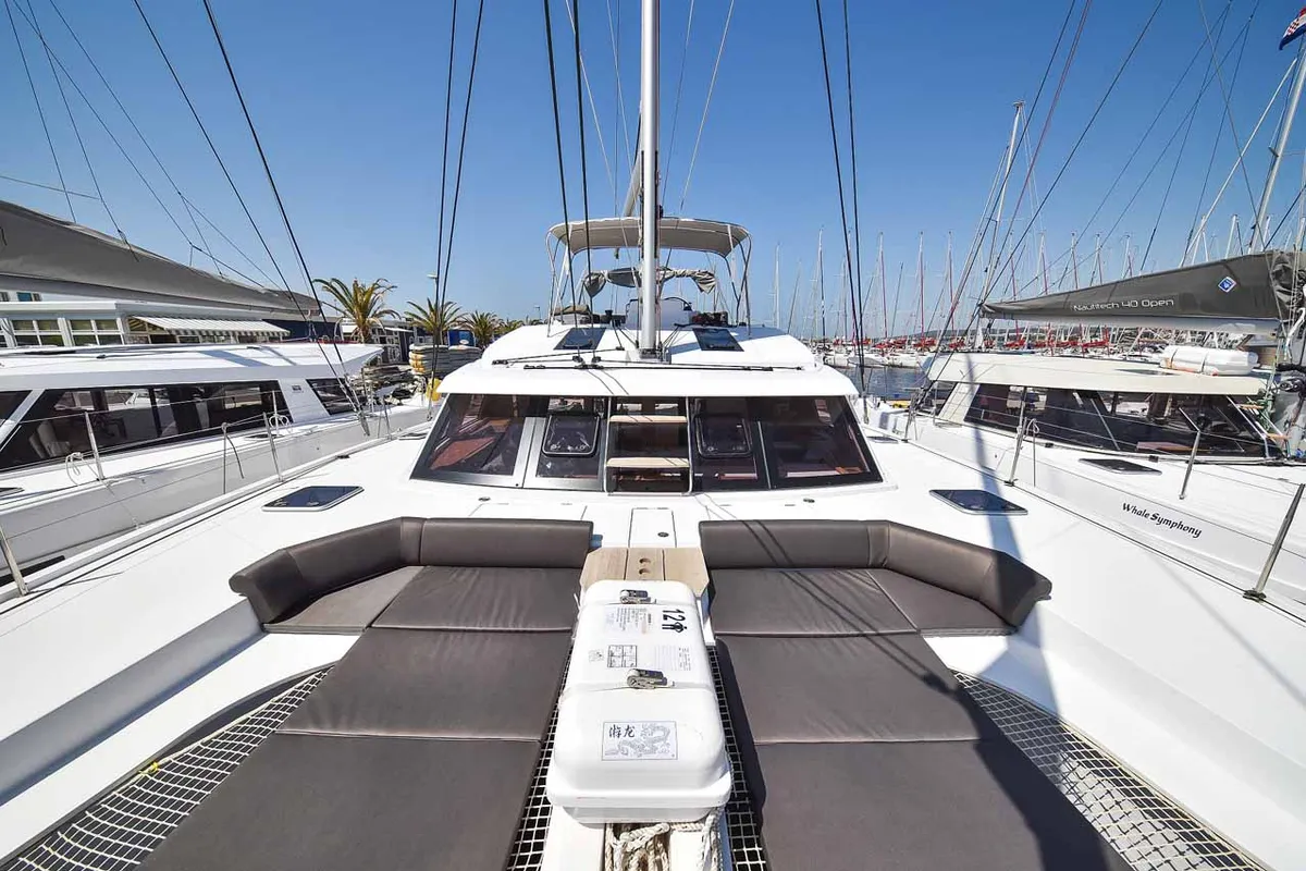 Deck of Inspiration I, a Nautitech 46 Fly catamaran at Grad Biograd na Moru, Croatia