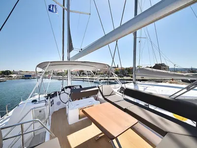Cockpit of Inspiration I, a Nautitech 46 Fly catamaran at Grad Biograd na Moru, Croatia