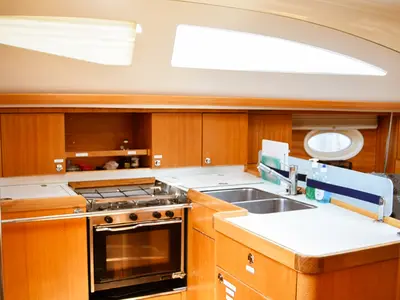 Galley of Naias, a Elan Impression 434 sailboat at Kavala, Greece