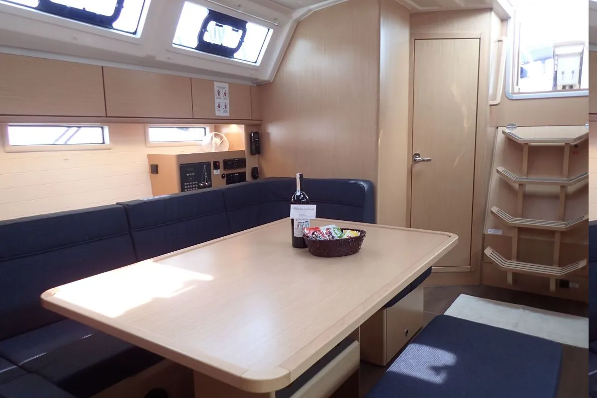Salon of Rama, a Bavaria Cruiser 46 sailboat at Fethiye, Turkey